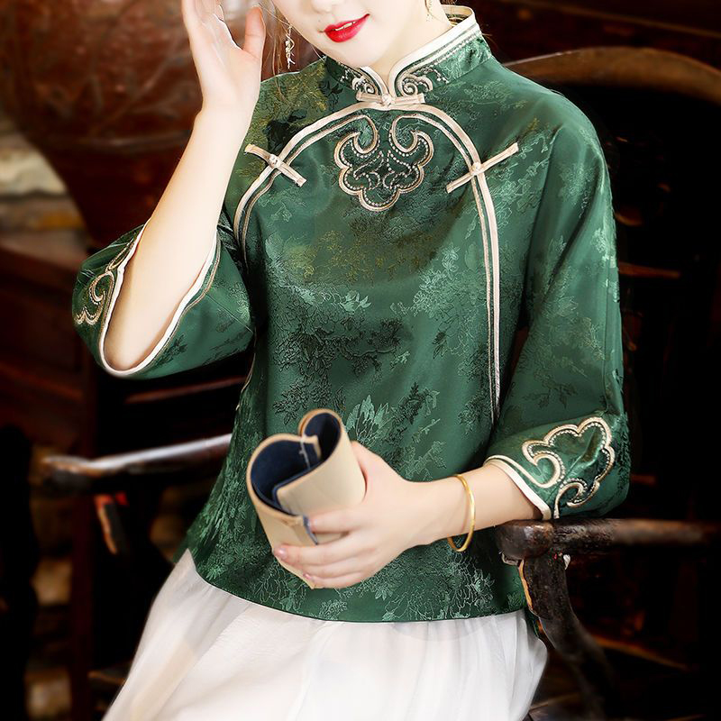 Ethnic Fashion Clothing - Kaus wanita bordir gaya etnis Tiongkok,
