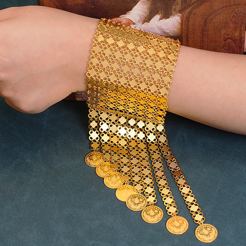 Ethnic Luxe Fashion - Tassles koin baru gelang perhiasan berlapis