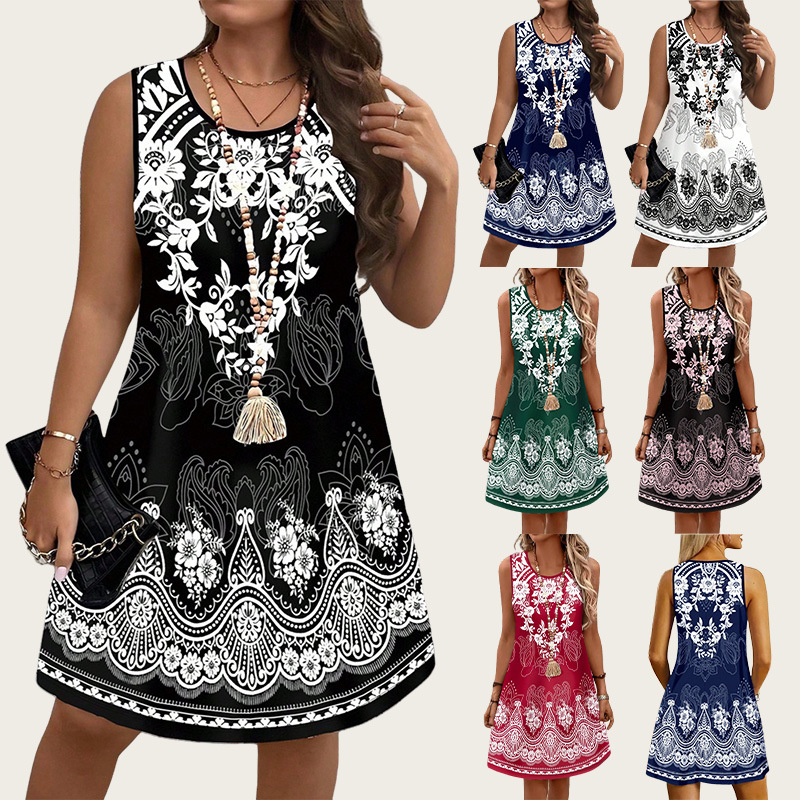 Ethnic Fashion Clothing - Gaun Vintage Gaya Etnik Gaun Wanita