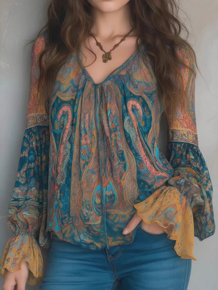 Atasan Bohemian Vintage Wanita - Ethnic Fashion Clothing ulasan dan harga